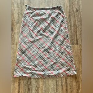St. John's Bay Gray and Red Plaid Midi Skirt